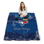 custom toronto blue jays brushstroke layers blue quilt blanket best selling