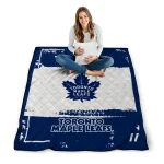 custom toronto maple leafs grunge patch blue white quilt blanket best selling