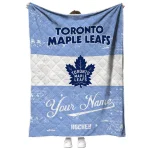 custom toronto maple leafs pinstripe lines blue white quilt blanket best selling