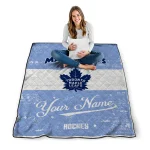 custom toronto maple leafs pinstripe lines blue white quilt blanket best selling