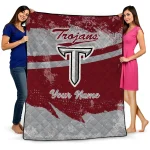 custom troy trojans brushstroke layers red quilt blanket best selling