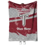 custom troy trojans brushstroke layers red quilt blanket best selling