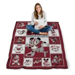 custom troy trojans mickey crimson red white quilt blanket best selling