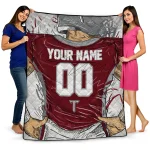 custom troy trojans player sketch red gray quilt blanket best selling