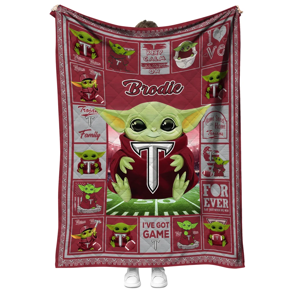 custom troy trojans yody baby pattern red quilt blanket fashion forward