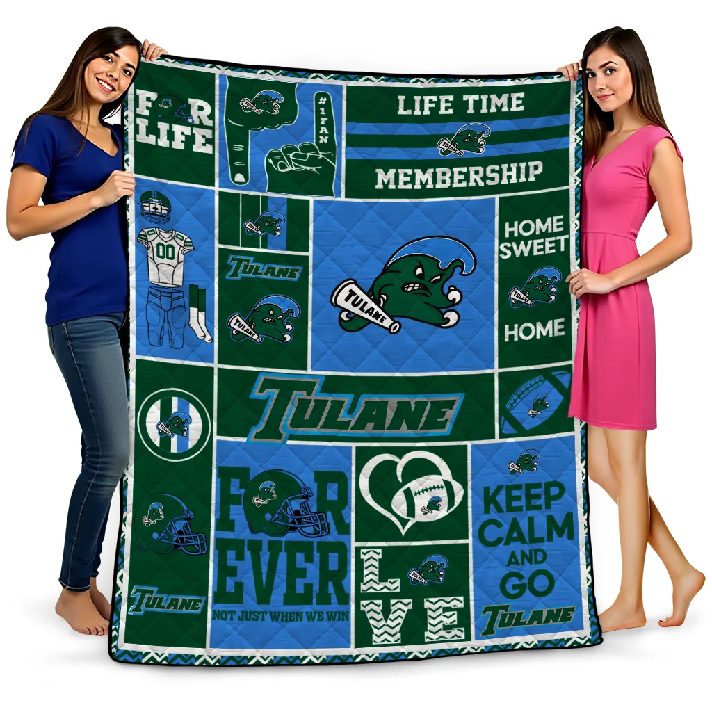 custom tulane green wave helmet passion green quilt blanket best selling