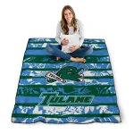 custom tulane green wave layered florals green white quilt blanket best selling