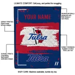 custom tulsa golden hurricane grunge patch blue white quilt blanket best selling