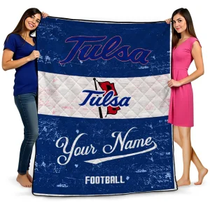 custom tulsa golden hurricane hibiscus burst blue white quilt blanket best selling