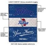 custom tulsa golden hurricane hibiscus burst blue white quilt blanket best selling