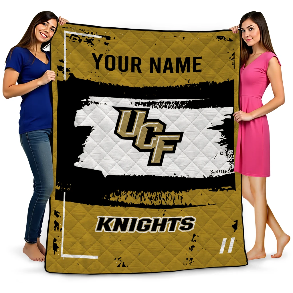 custom ucf knights grunge patch gold white quilt blanket best selling