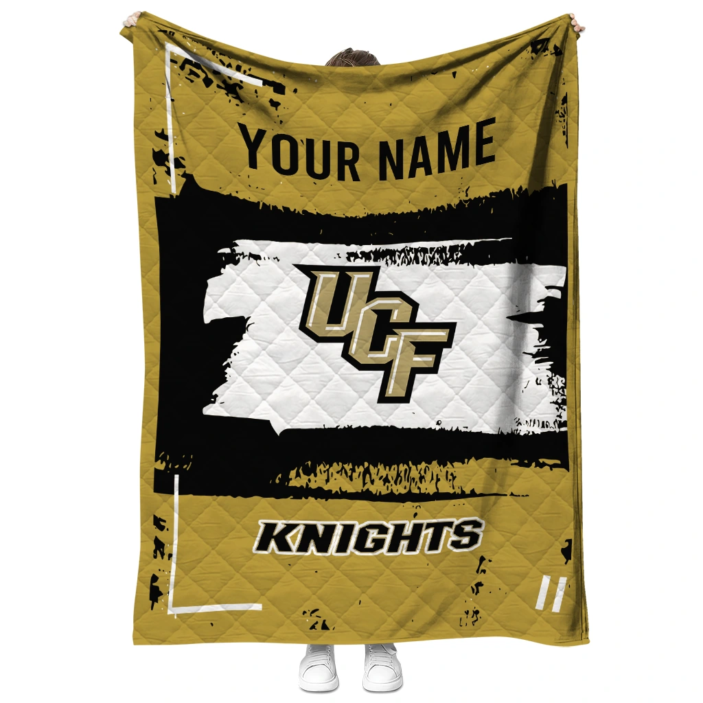 custom ucf knights grunge patch gold white quilt blanket fashion forward