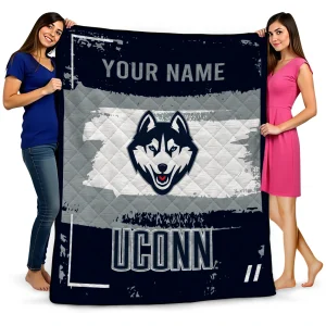 custom uconn huskies grunge patch blue white quilt blanket best selling