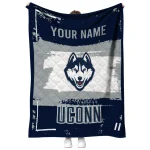 custom uconn huskies grunge patch blue white quilt blanket best selling