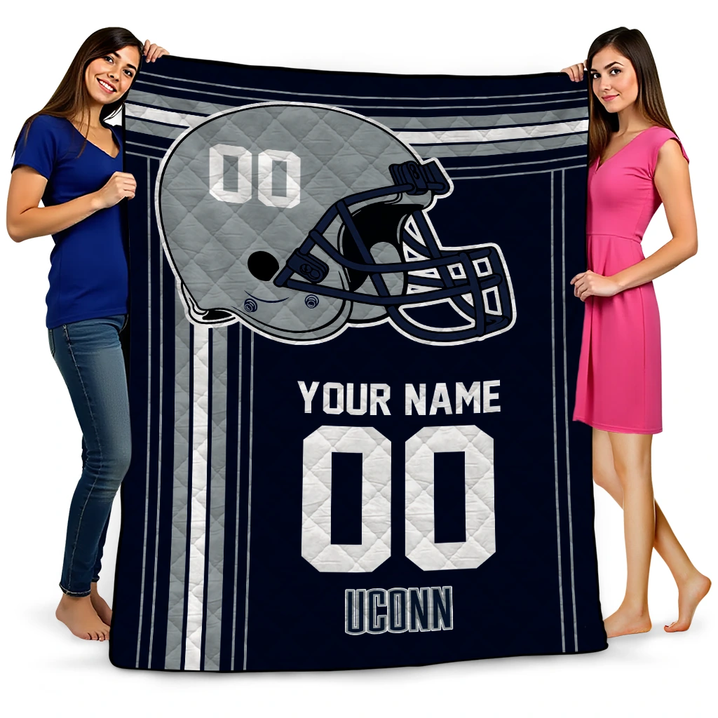 custom uconn huskies helmet theme blue quilt blanket best selling custom uconn huskies helmet theme blue quilt blanket best selling