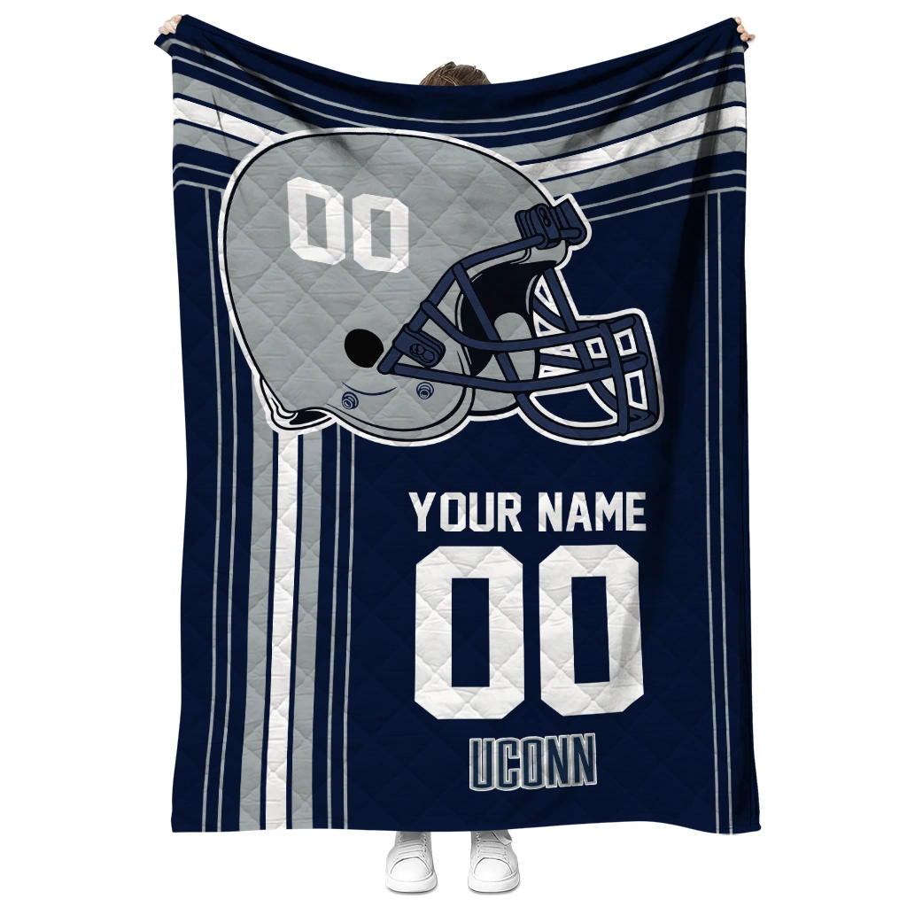 custom uconn huskies helmet theme blue quilt blanket fashion forward custom uconn huskies helmet theme blue quilt blanket fashion forward