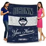 custom uconn huskies hibiscus burst blue white quilt blanket best selling