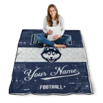 custom uconn huskies hibiscus burst blue white quilt blanket best selling
