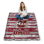 custom umass minutemen layered florals red white quilt blanket best selling