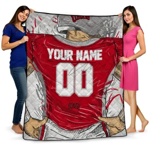 custom unlv rebels player sketch red gray quilt blanket best selling