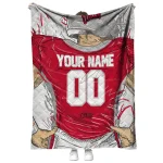 custom unlv rebels player sketch red gray quilt blanket best selling