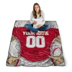 custom unlv rebels player sketch red gray quilt blanket best selling