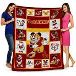 custom usc trojans mickey crimson red white quilt blanket best selling