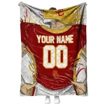 custom usc trojans player sketch red gray quilt blanket best selling