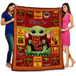 custom usc trojans yody baby pattern red quilt blanket best selling