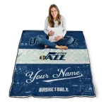 custom utah jazz helmet fan navy white quilt blanket best selling