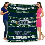 custom utah jazz layered florals navy white quilt blanket best selling