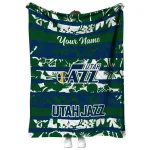 custom utah jazz layered florals navy white quilt blanket best selling