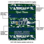 custom utah jazz layered florals navy white quilt blanket best selling