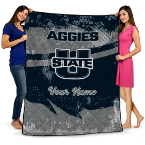custom utah state aggies brushstroke layers navy quilt blanket best selling