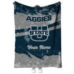 custom utah state aggies brushstroke layers navy quilt blanket best selling