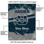 custom utah state aggies brushstroke layers navy quilt blanket best selling