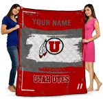 custom utah utes grunge patch red white quilt blanket best selling