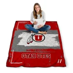 custom utah utes grunge patch red white quilt blanket best selling