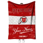 custom utah utes hibiscus burst red white quilt blanket best selling