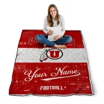 custom utah utes hibiscus burst red white quilt blanket best selling