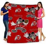 custom utah utes mickey football red quilt blanket best selling