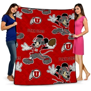 custom utah utes mickey football red quilt blanket best selling
