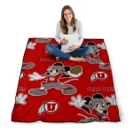 custom utah utes mickey football red quilt blanket best selling