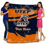custom utep miners brushstroke layers blue quilt blanket best selling