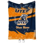 custom utep miners brushstroke layers blue quilt blanket best selling