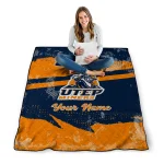 custom utep miners brushstroke layers blue quilt blanket best selling