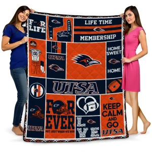 custom utsa roadrunners helmet passion orange quilt blanket best selling