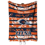 custom utsa roadrunners layered florals orange white quilt blanket best selling