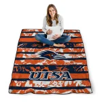 custom utsa roadrunners layered florals orange white quilt blanket best selling
