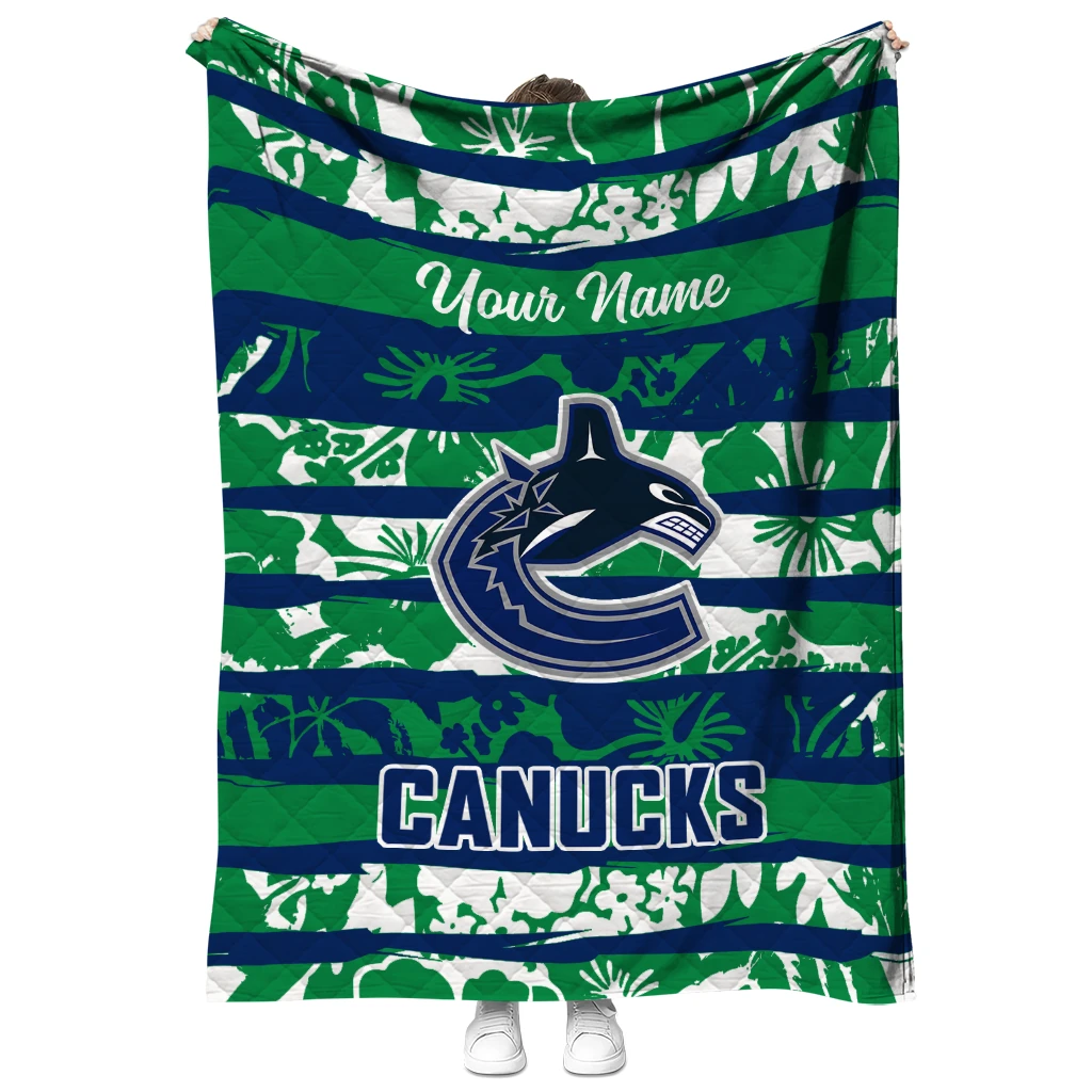 custom vancouver canucks layered florals blue white quilt blanket fashion forward custom vancouver canucks layered florals blue white quilt blanket fashion forward
